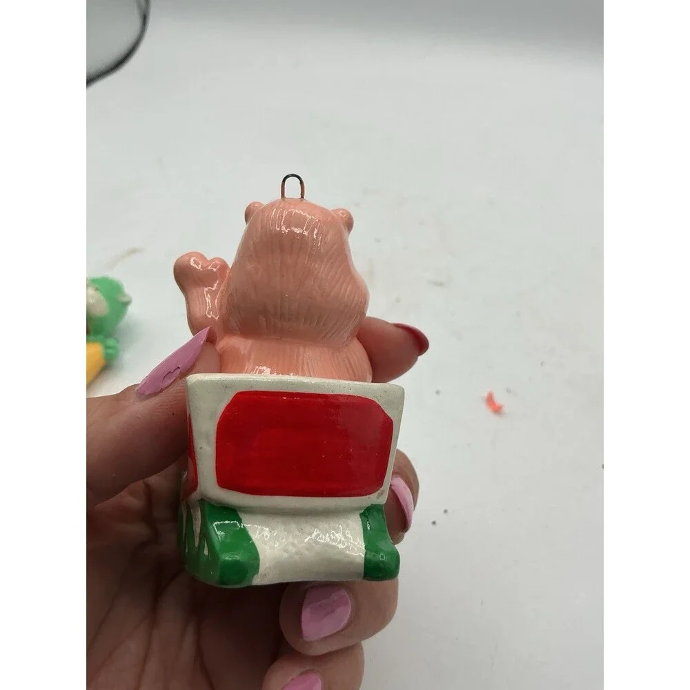 Vintage Care Bears Ceramic Christmas Ornaments Lot of 2 Wish Bedtime Bear